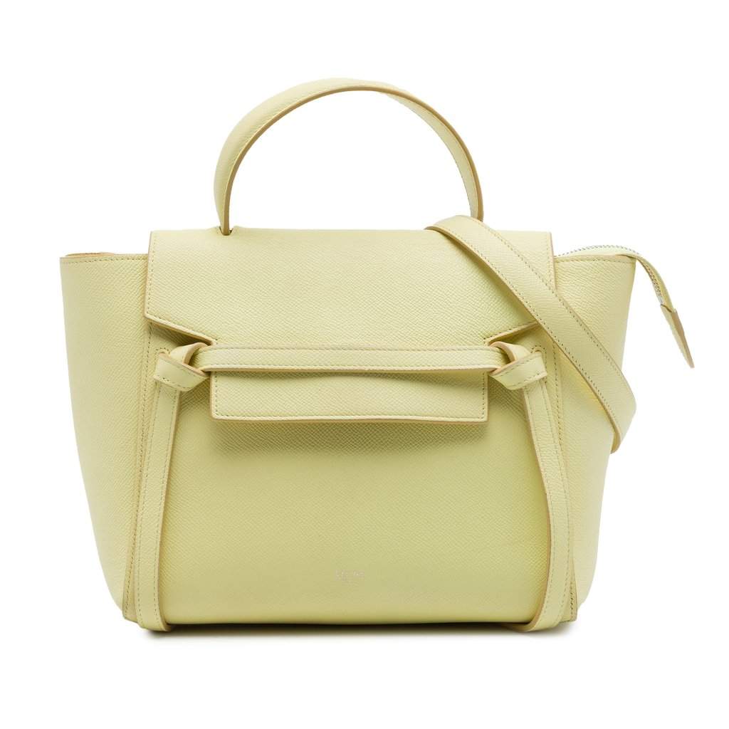 Celine Micro Grained Calfskin Belt Bag Yellow Leather Very good - Front View
