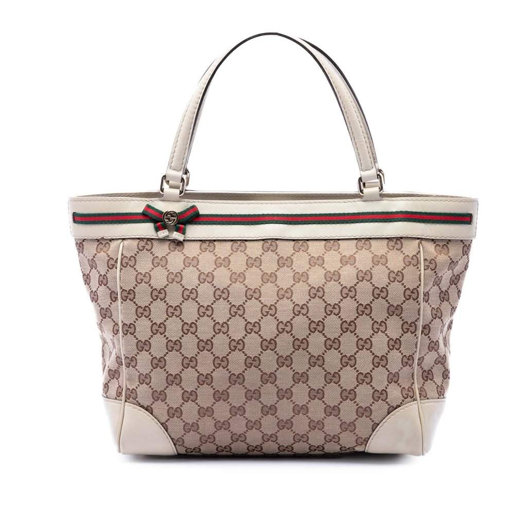 Gucci GG Canvas Web Mayfair Tote Beige Very good - Front View