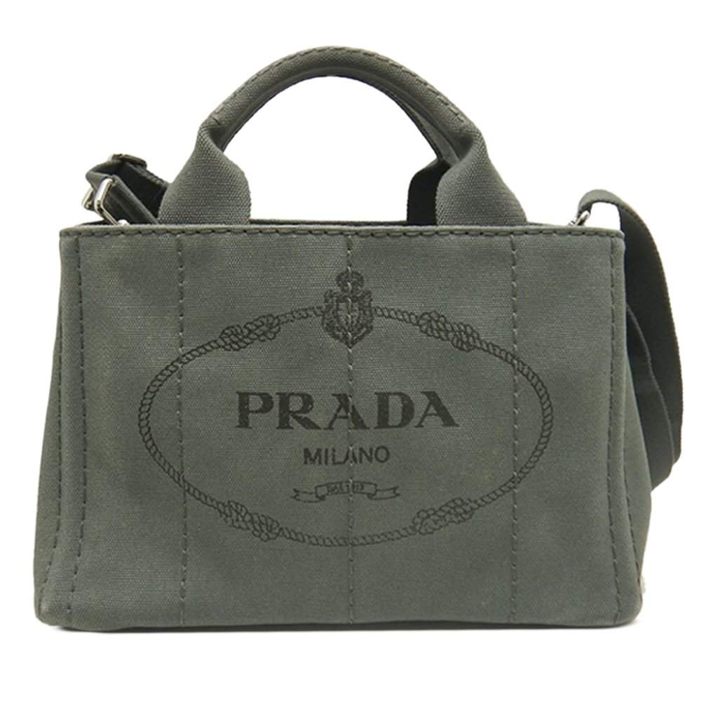 Prada Small Canvas Canapa Logo Satchel MultiColor Very good condition - Front View