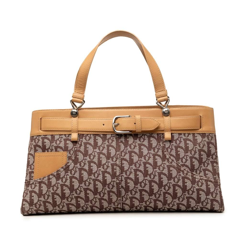 Dior Diorissimo Trotter Canvas Jeans Pocket Tote Brown Good condition - Front View