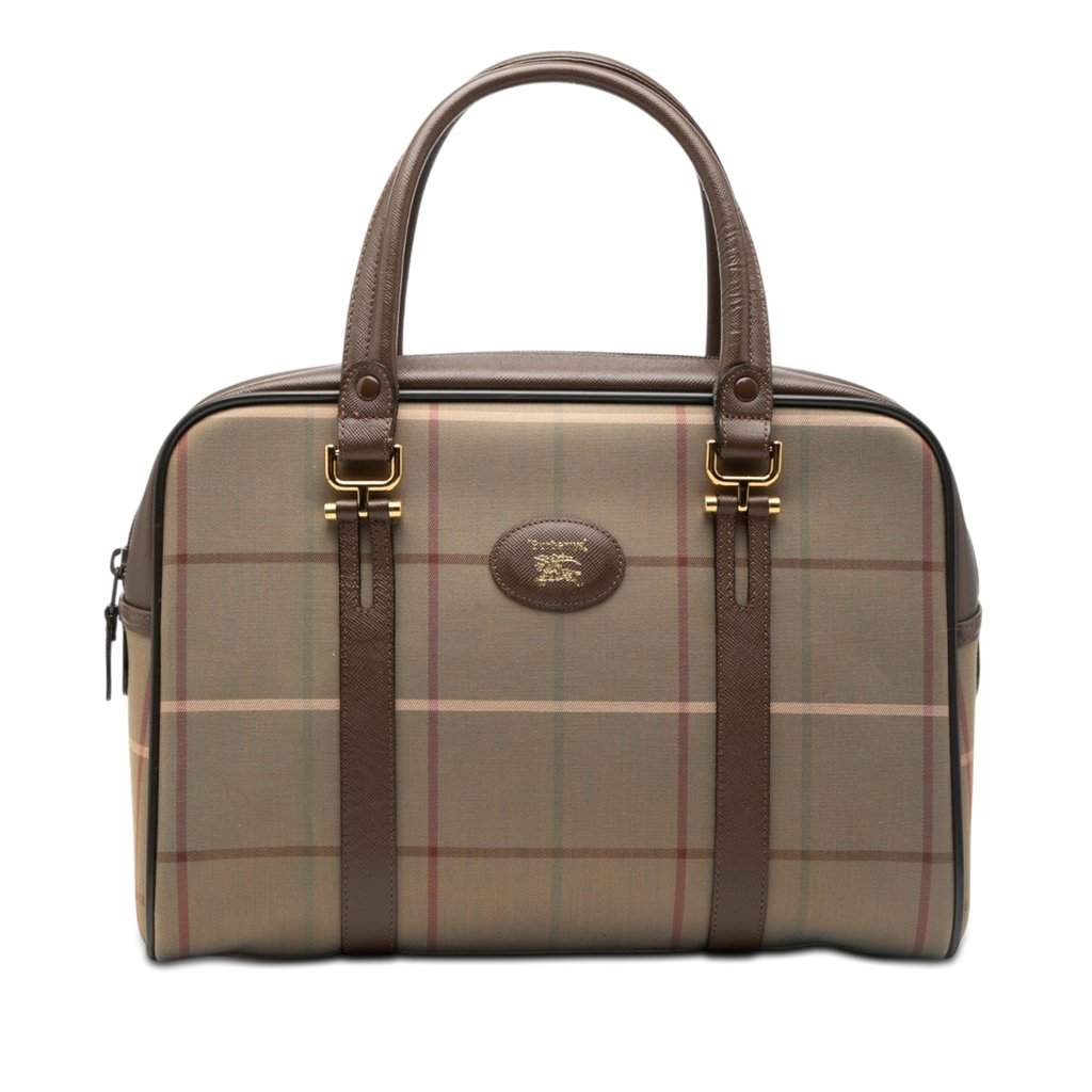 Burberry Vintage Check Canvas Handbag Brown Very good condition - Front View