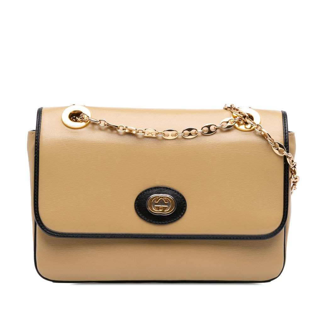 Gucci Small Calfskin Marina Chain Shoulder Bag Beige Leather Very good condition - Front View
