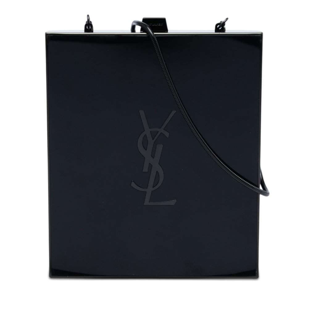 Saint Laurent Acrylic Tuxedo Box Clutch on Chain Black Plastic Very good - Front View