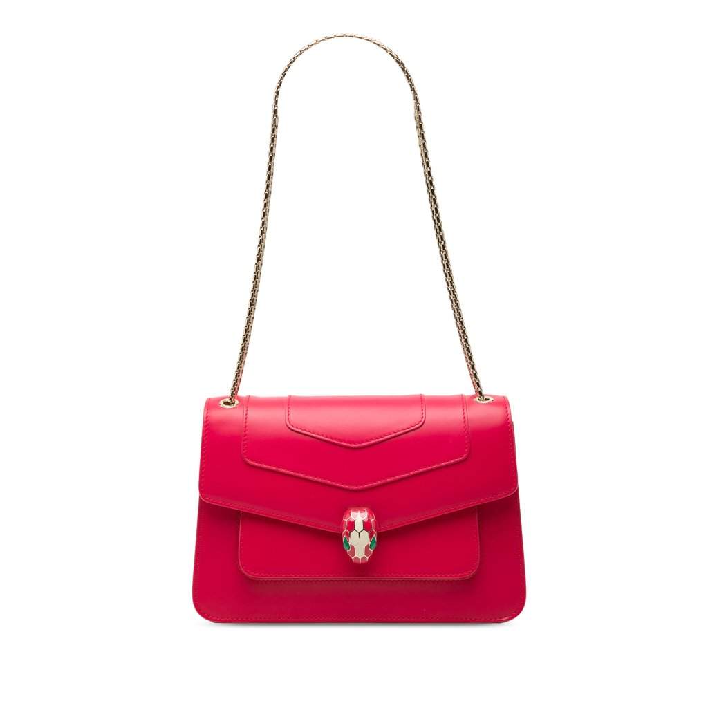 Bvlgari Calfskin Serpenti Forever Shoulder Bag Pink Leather Very good condition - Front View