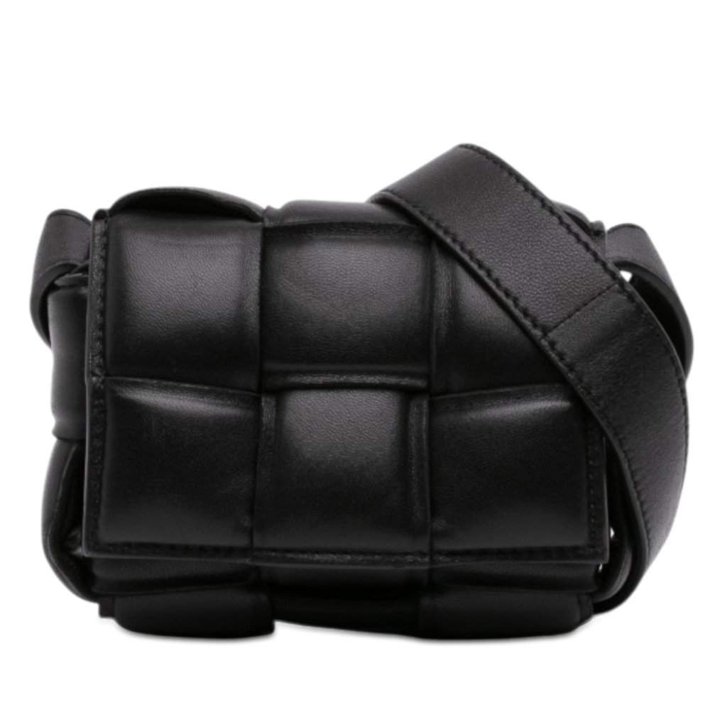 Bottega Veneta Candy Nappa Intrecciato Padded Cassette Crossbody Black Leather Very good - Front View
