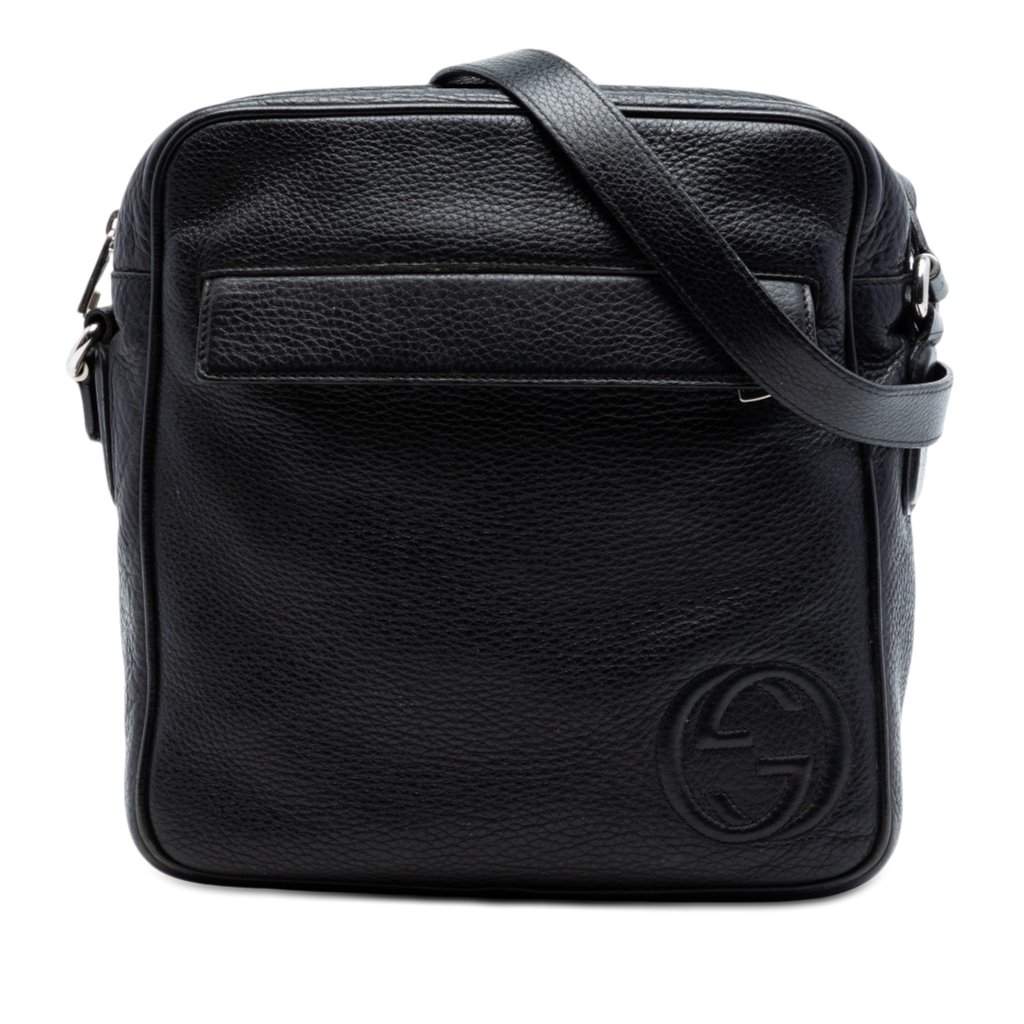 Gucci Medium Pebbled Calfskin Soho Messenger Bag Black Leather Very good - Front View