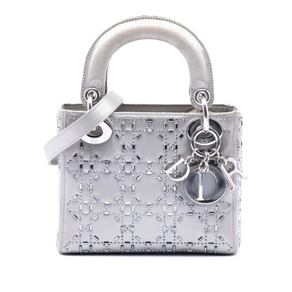 Dior Mini Satin Cannage Crystal Embellished Lady Dior MultiColor Very good condition - Front View