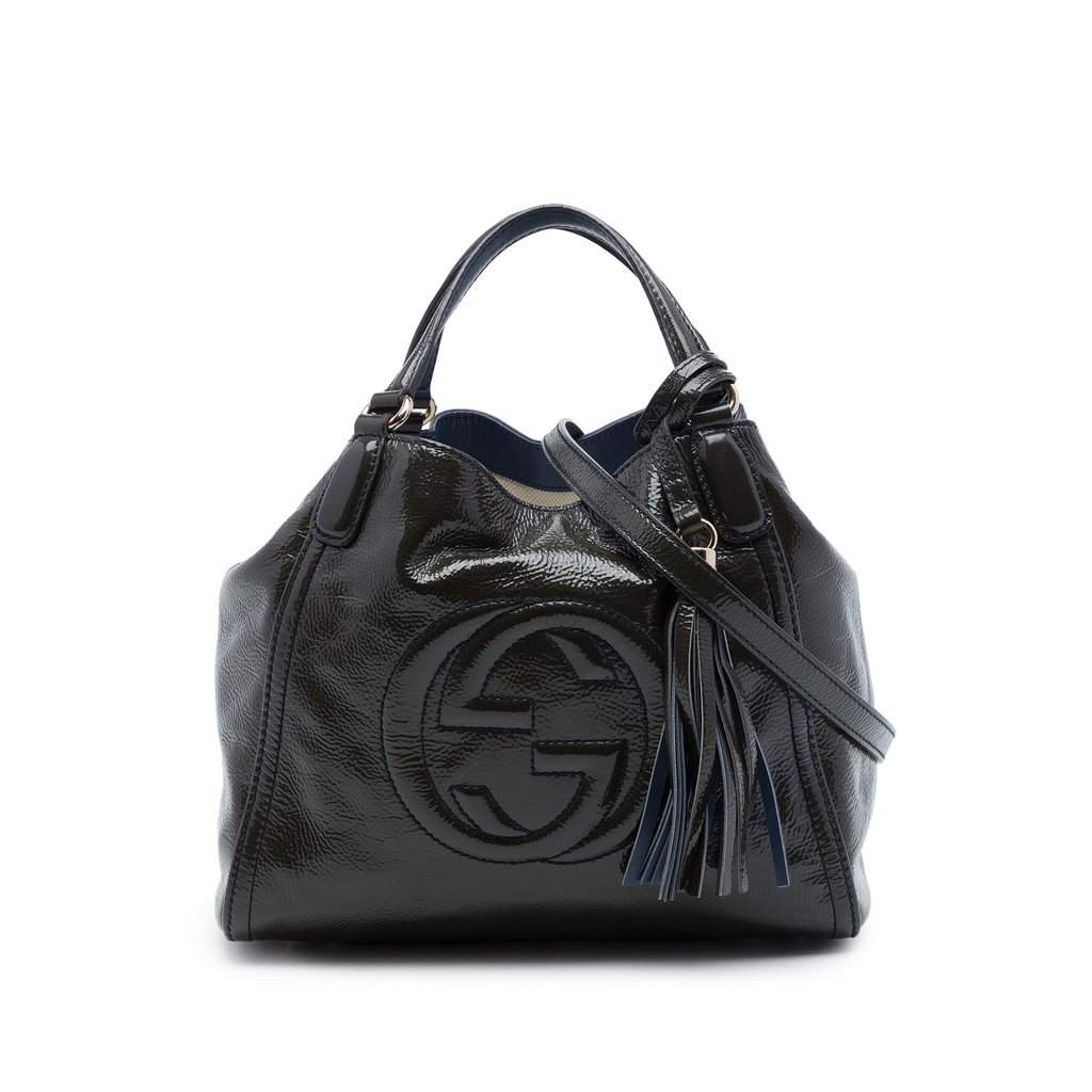 Gucci Small Patent Soho Satchel Blue Leather Very good - Front View