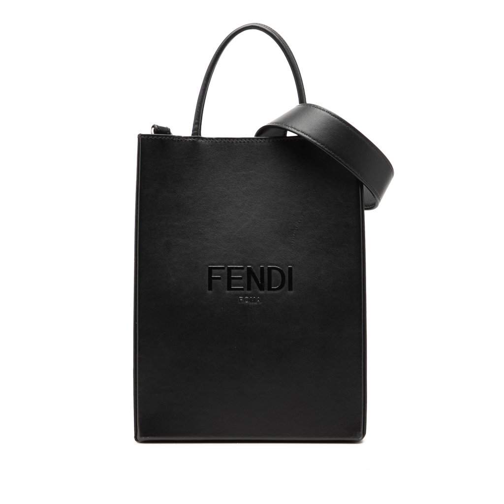 Fendi Small Fendi Pack Shopping Bag Black Leather Very good condition - Front View