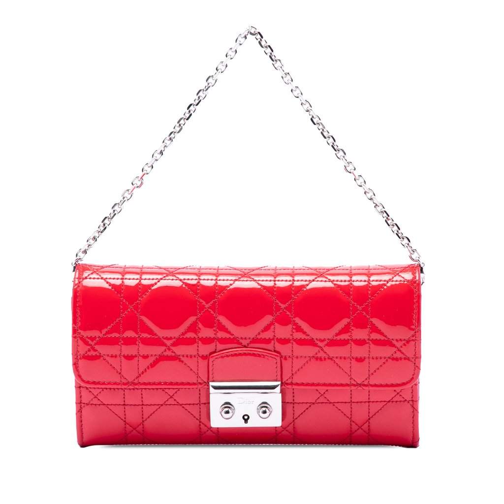 Dior Patent Cannage Miss Dior Wallet on Chain Red Leather Very good condition - Front View