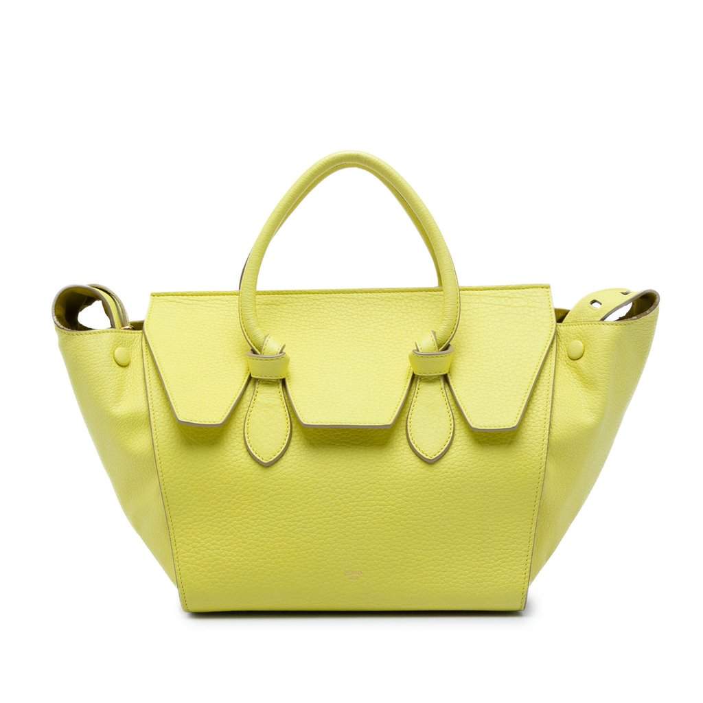 Celine Small Grained Calfskin Tie Knot Handbag Yellow Leather Very good - Front View