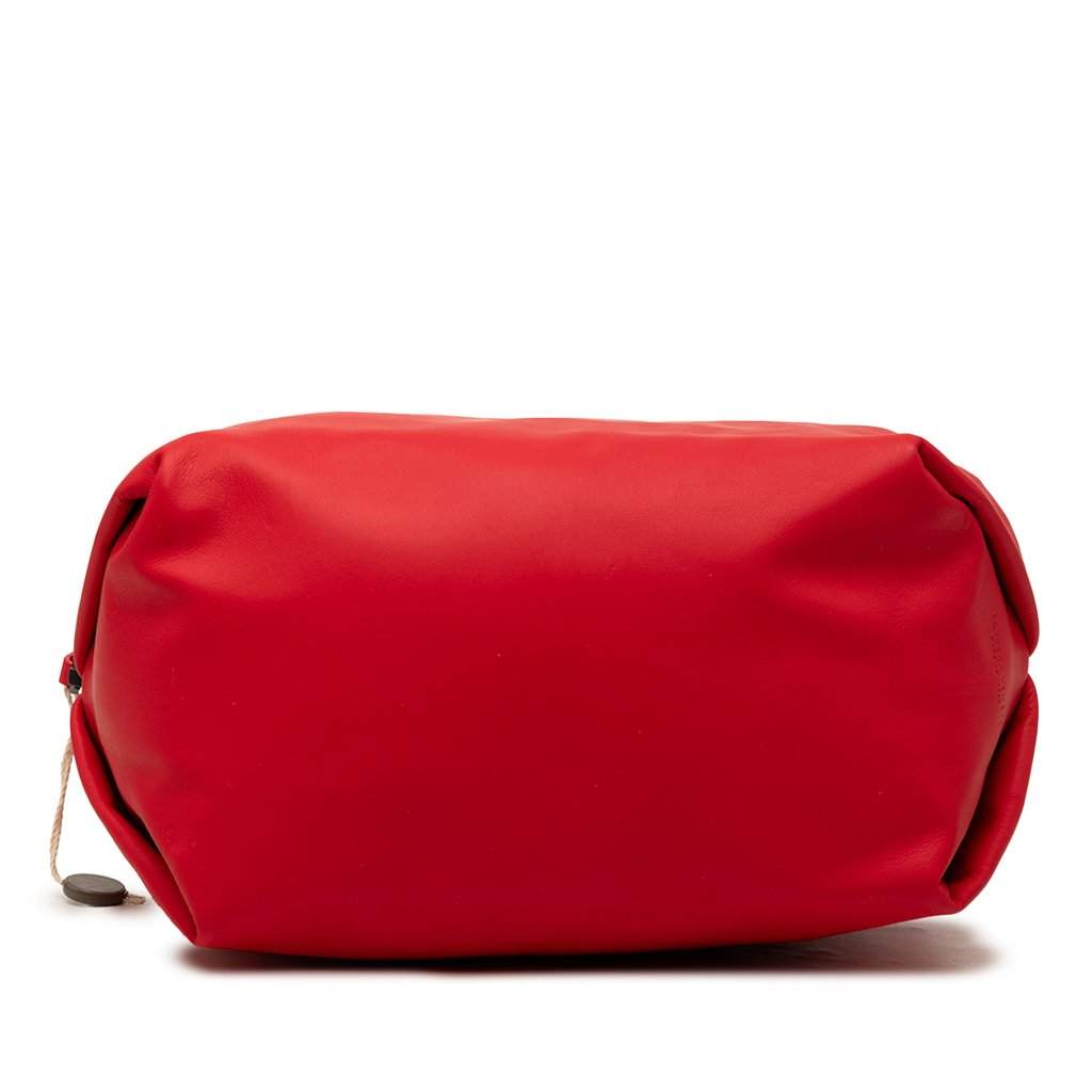 Bottega Veneta Lambskin Pouch Red Leather Very good condition - Front View