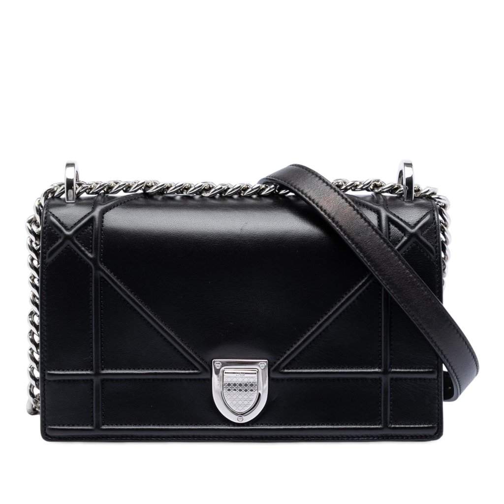 Dior Small Lambskin Diorama Flap Black Leather Very good condition - Front View