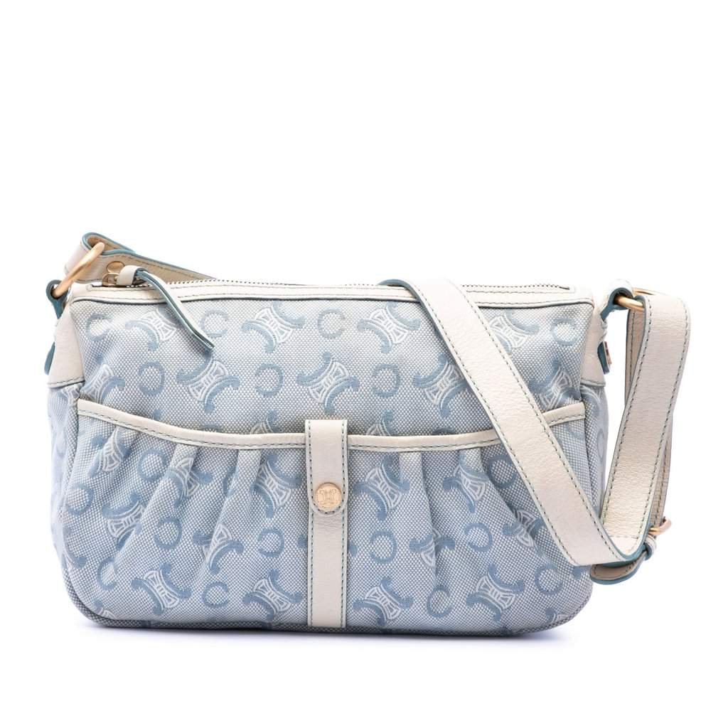 Celine C Macadam Canvas Crossbody Blue Very good condition - Front View