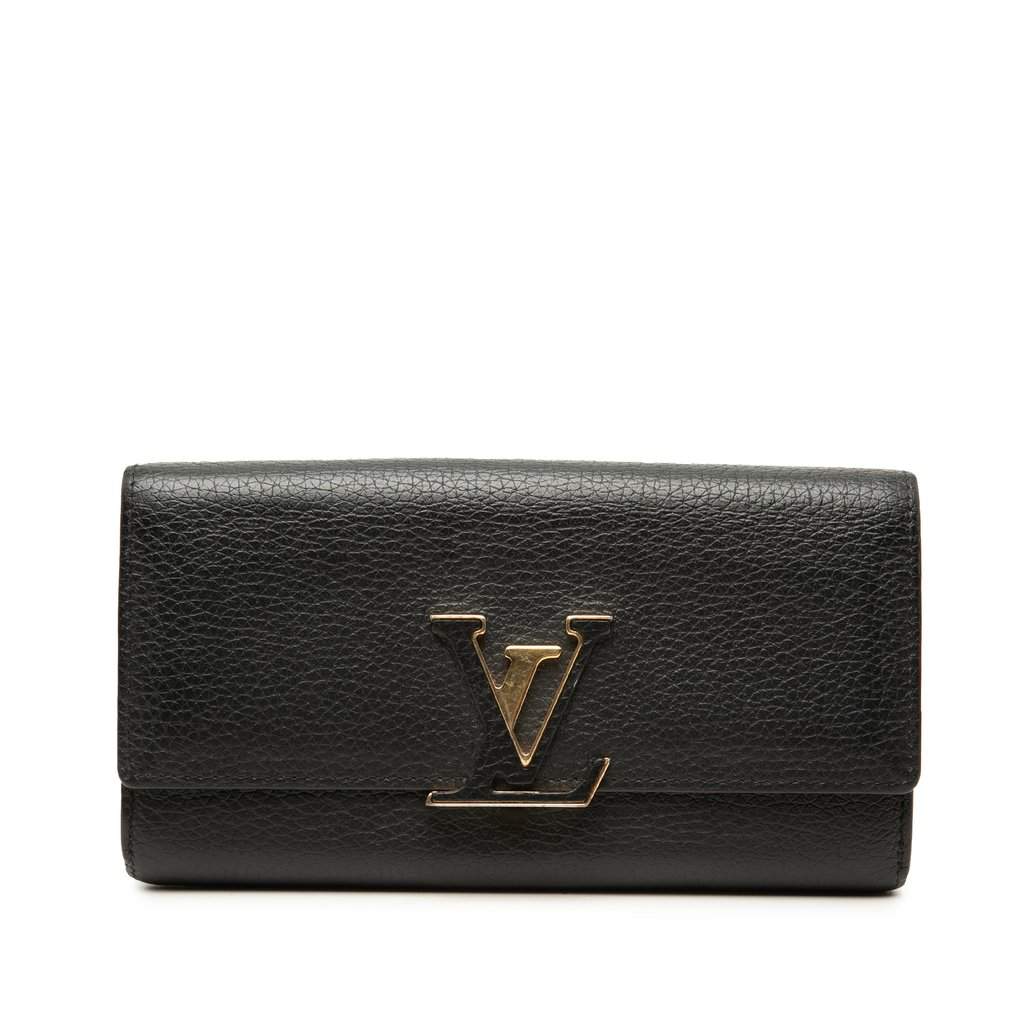Louis Vuitton Taurillon Capucines Long Wallet Black Leather Very good - Front View