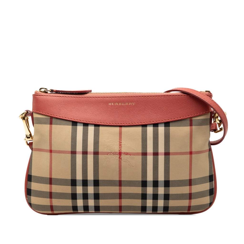 Burberry Haymarket Check Canvas Peyton Crossbody Beige Very good - Front View