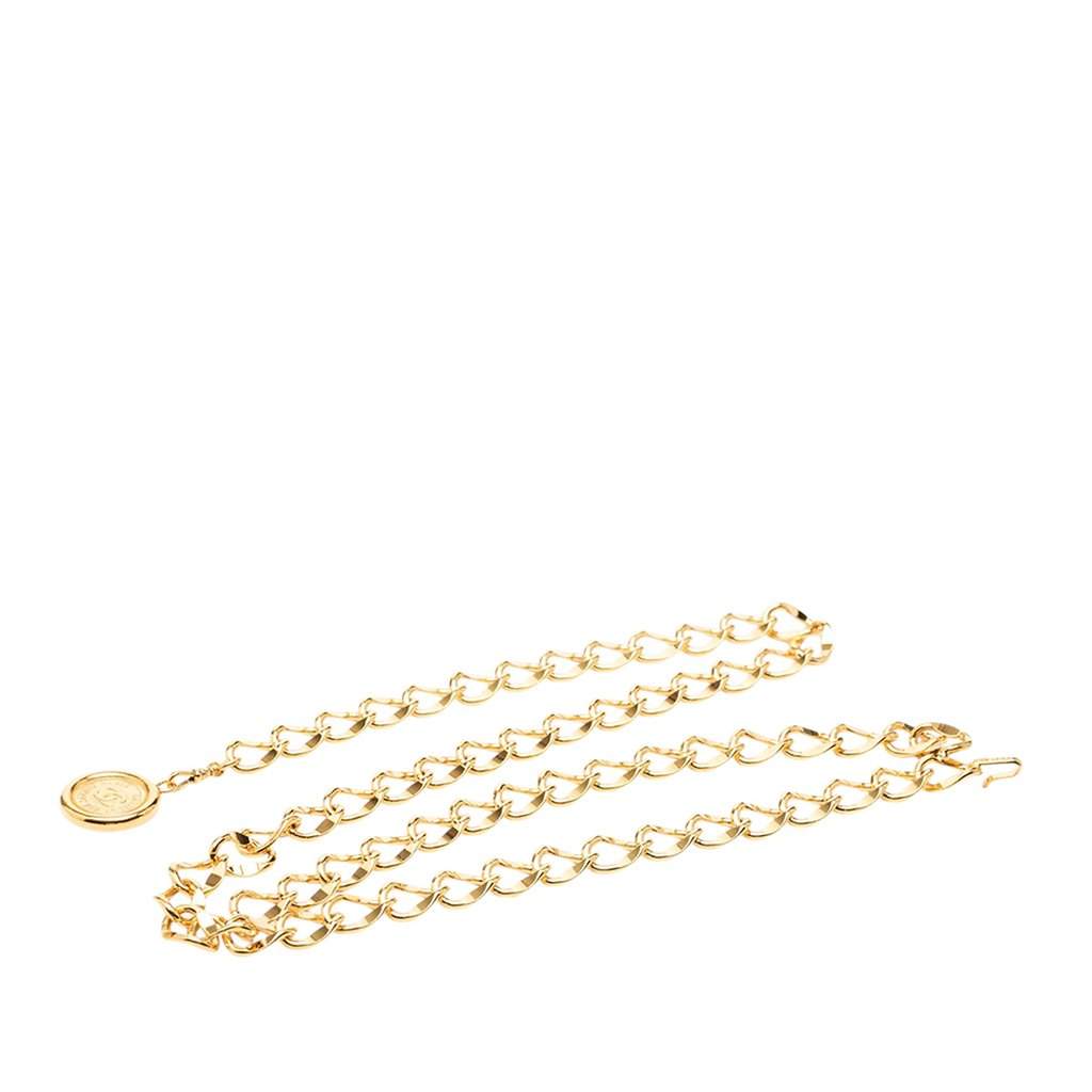Chanel CC Gold Plated 31 Rue Cambon Medallion Chain Belt Gold Metal Very good - Front View