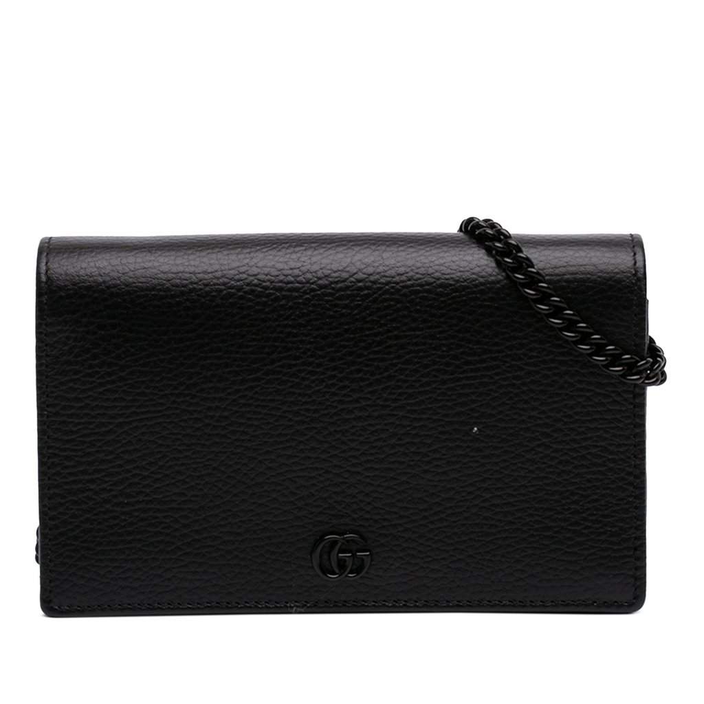 Gucci GG Marmont Calfskin Monochrome Wallet On Chain Black Leather Very good condition - Front View