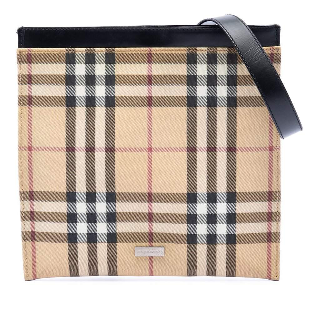 Burberry House Check Coated Canvas Crossbody Beige Very good - Front View
