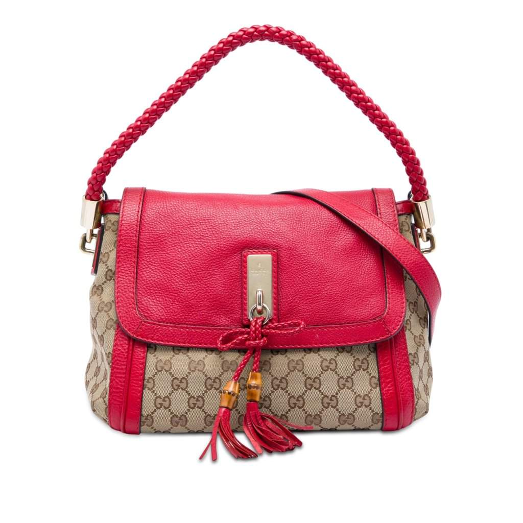 Gucci GG Canvas Bella Flap Satchel Beige Very good - Front View
