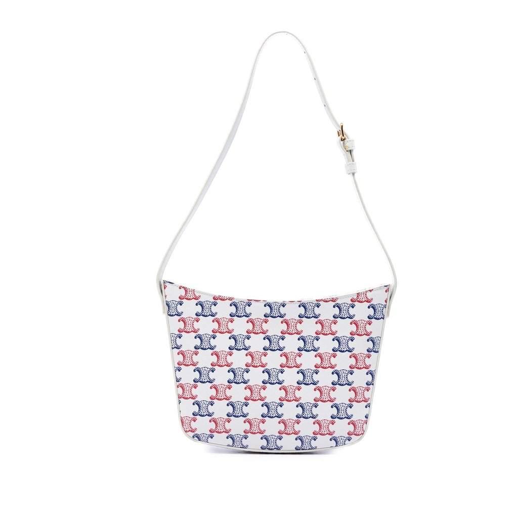Celine Medium Triomphe Coated Canvas Croque Shoulder Bag White Very good condition - Front View
