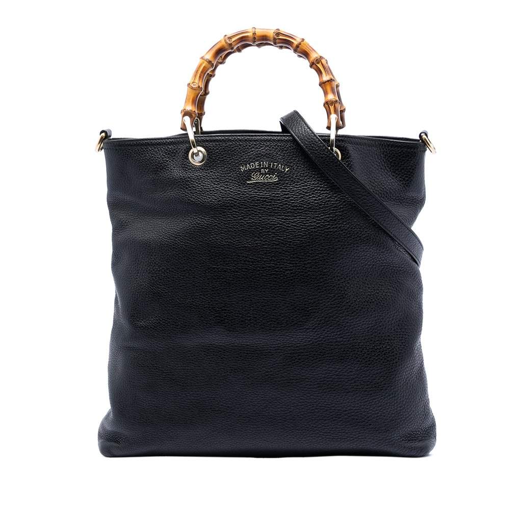 Gucci Tall Leather Bamboo Shopper Tote Black Leather Very good condition - Front View