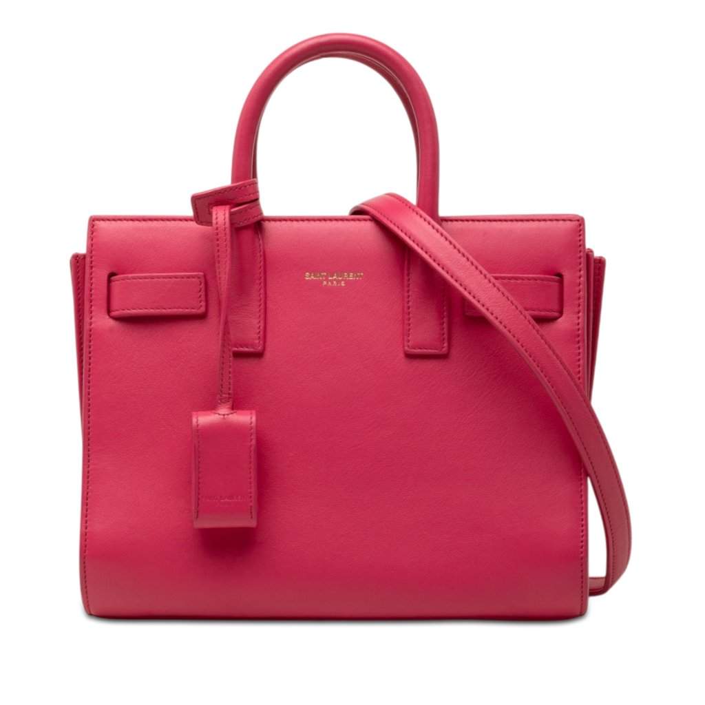 Saint Laurent Nano Leather Sac De Jour Satchel Pink Leather Very good - Front View