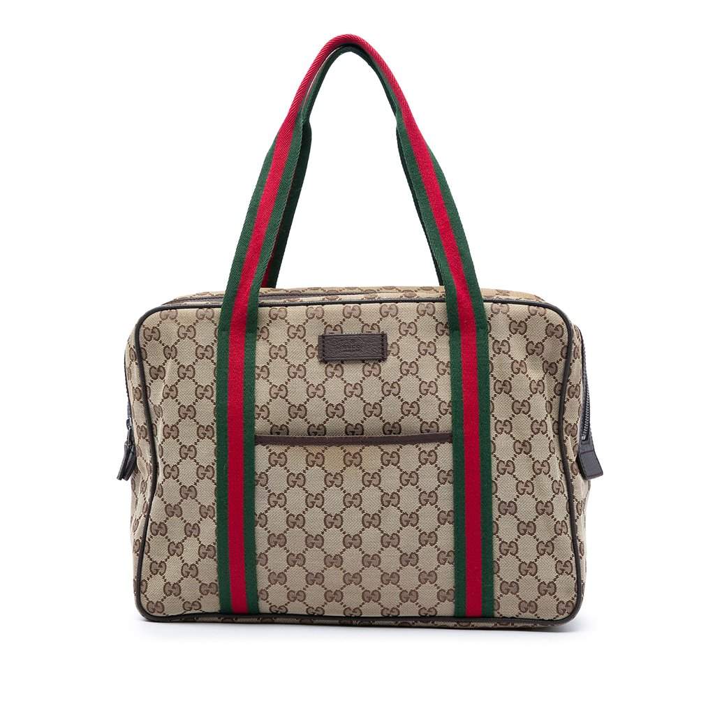 Gucci GG Canvas Web Business Bag Beige Very good - Front View