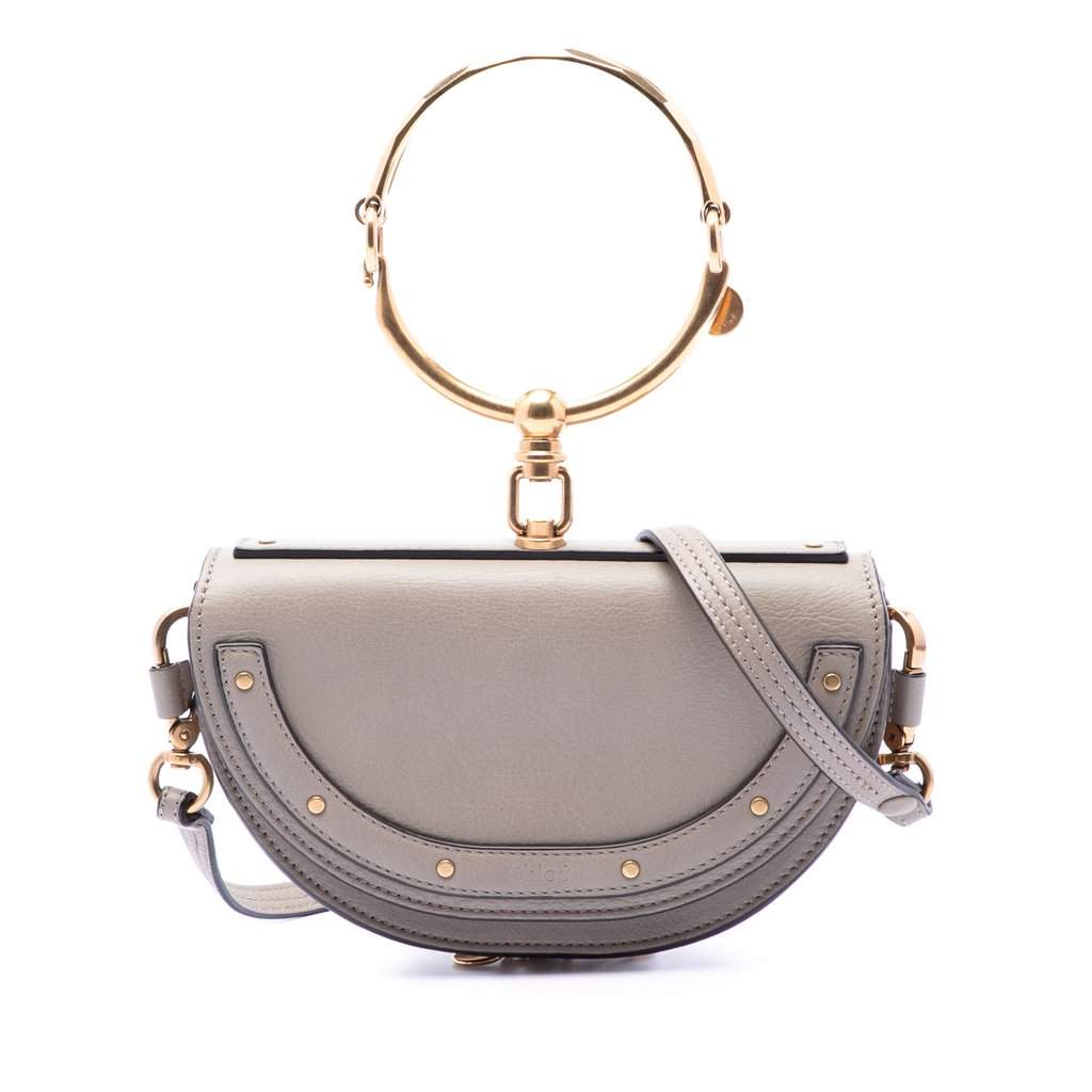 Chloé Mini Calfskin Nile Bracelet Satchel Grey Leather Very good - Front View