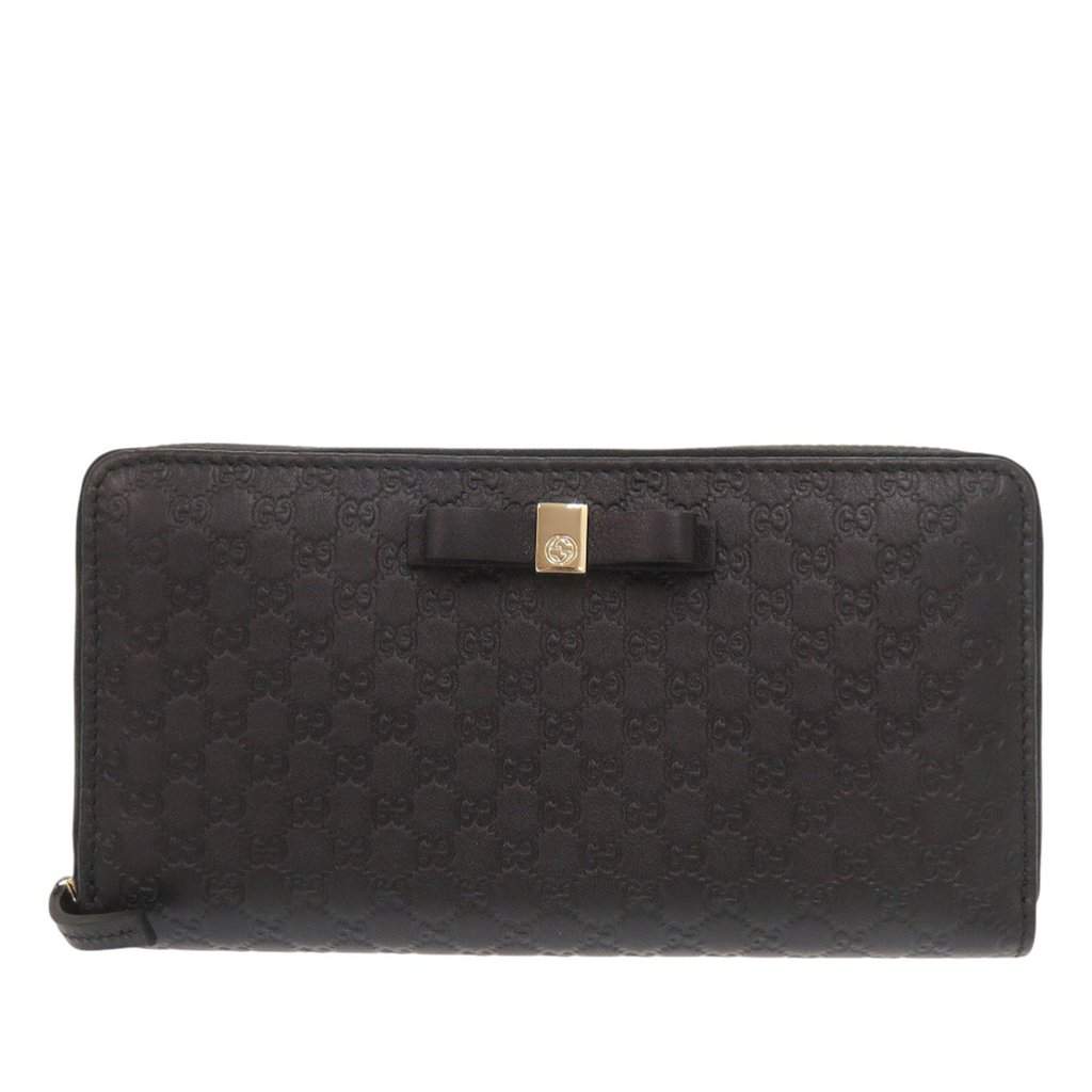 Gucci Microguccissima Zip Around Long Wallet Black Leather Very good condition - Front View