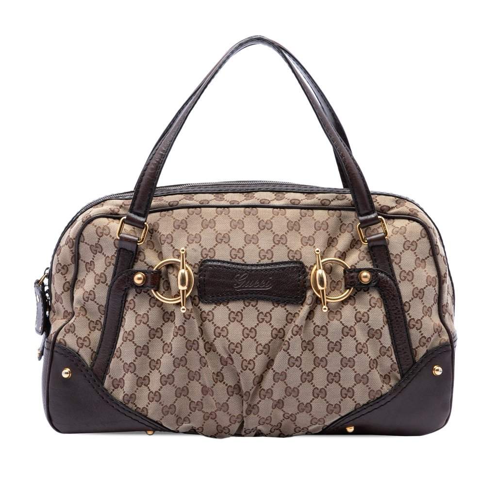 Gucci GG Canvas Jockey Boston Bag Beige Very good condition - Front View