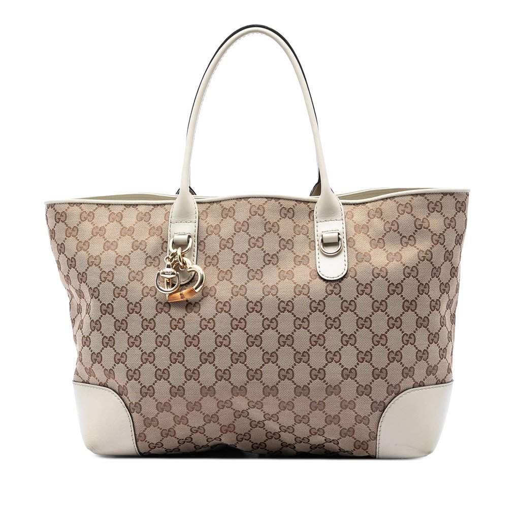 Gucci GG Canvas Heart Bit Tote Beige Very good - Front View