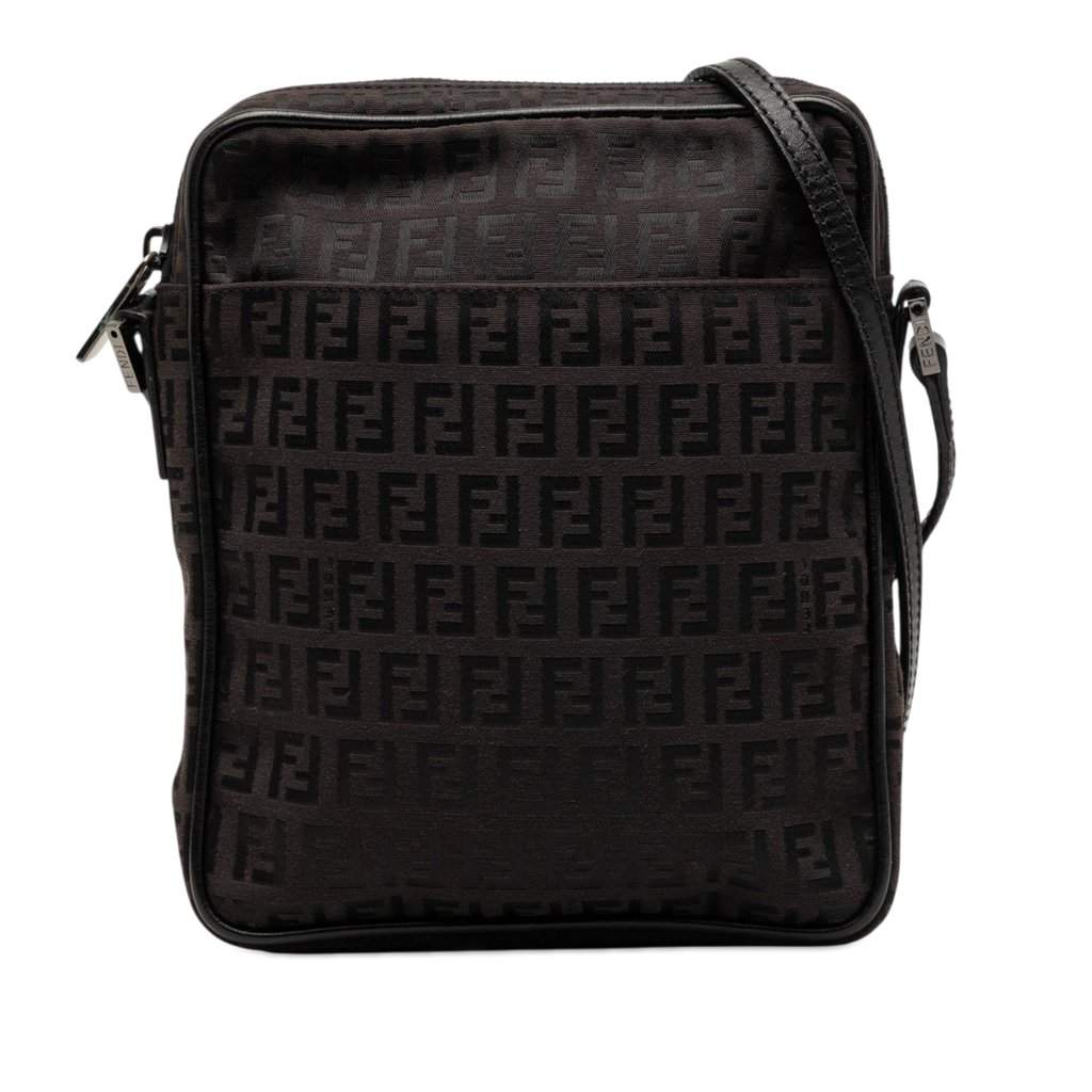 Fendi Zucchino Canvas Crossbody Black Very good condition - Front View