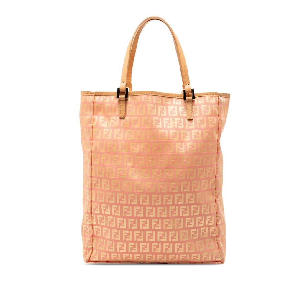 Fendi Zucchino Canvas Vertical Tote Pink Very good condition - Front View