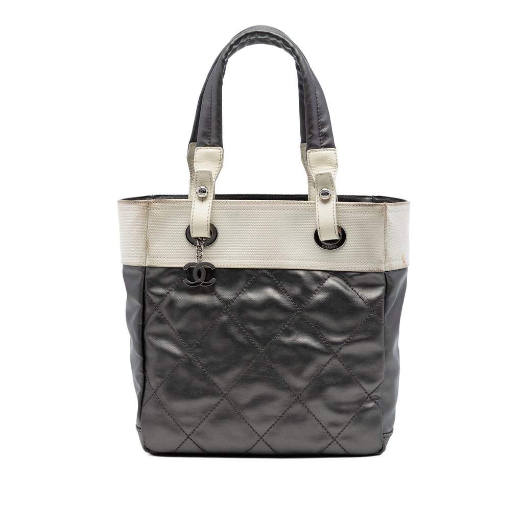 Chanel Small Bicolor Quilted Coated Canvas Paris Biarritz Tote MultiColor Very good condition - Front View
