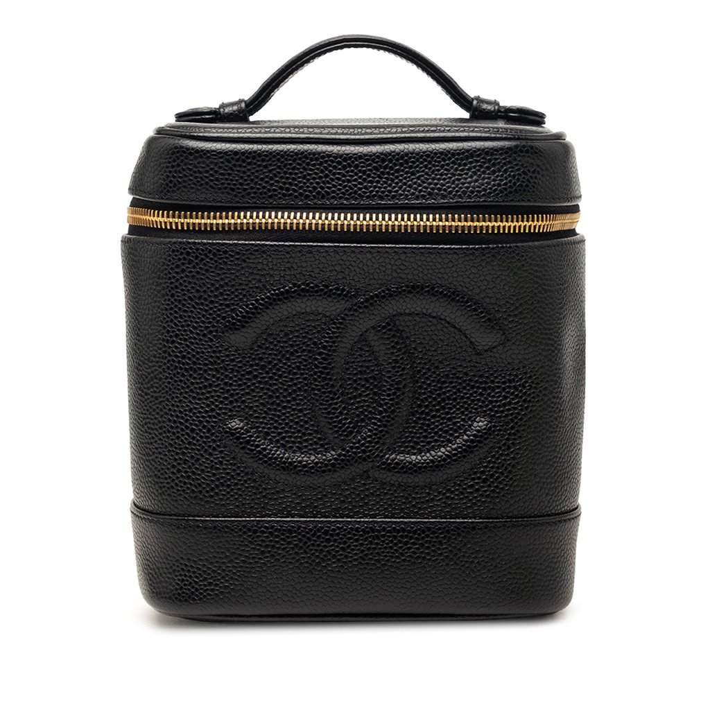 Chanel CC Caviar Vanity Bag Black Leather Very good condition - Front View