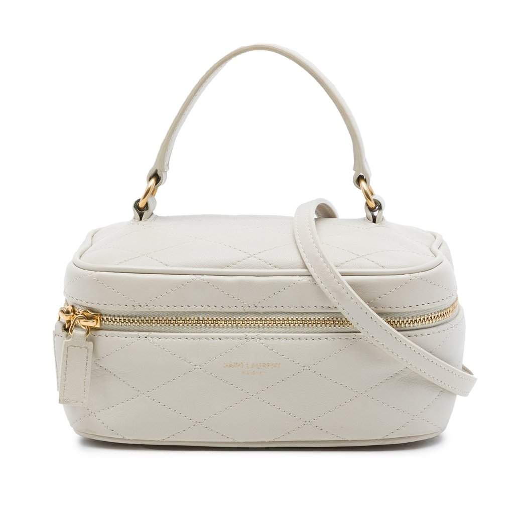 Saint Laurent Mini Quilted Lambskin Gaby Vanity Bag White Leather Very good - Front View