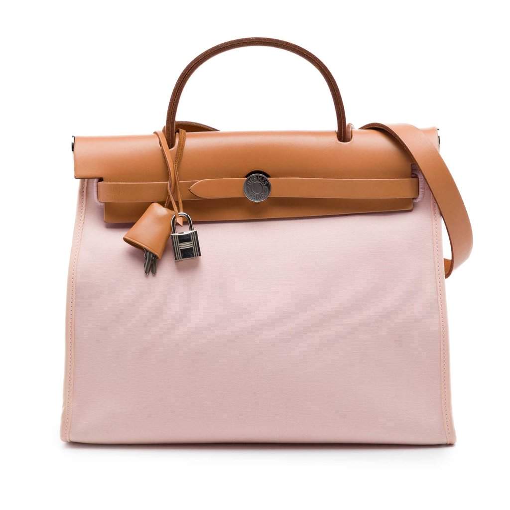 Hermès Toile Herbag Zip 31 Pink Very good condition - Front View