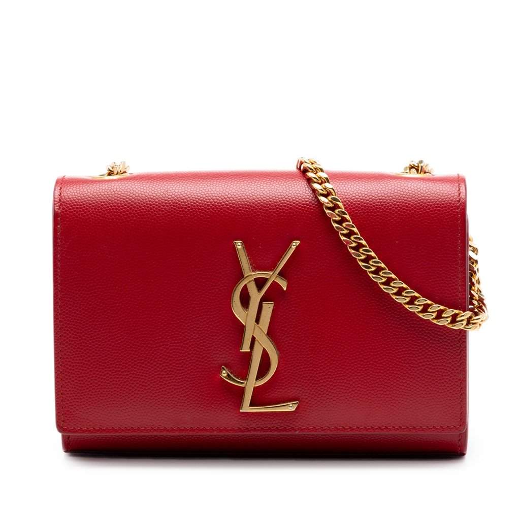 Saint Laurent Small Grain De Poudre Monogram Kate Crossbody Red Leather Very good condition - Front View