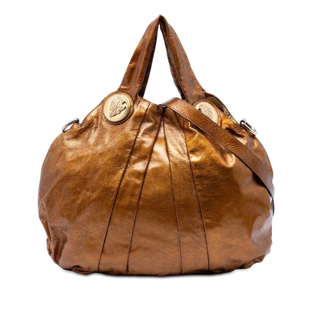 Gucci Large Patent Hysteria Satchel Gold Leather Very good - Front View