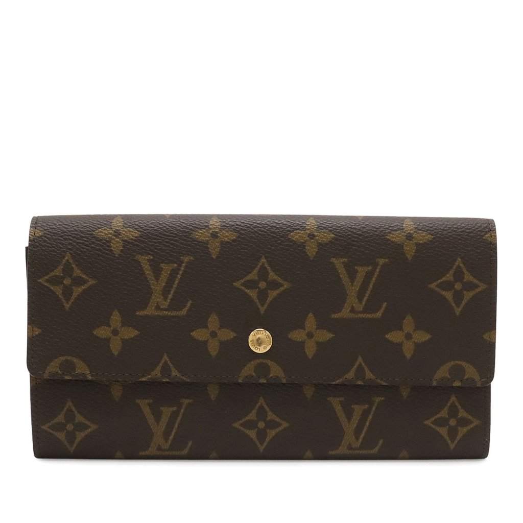 Louis Vuitton Monogram Porte Monnaie Credit Long Wallet Brown Very good - Front View