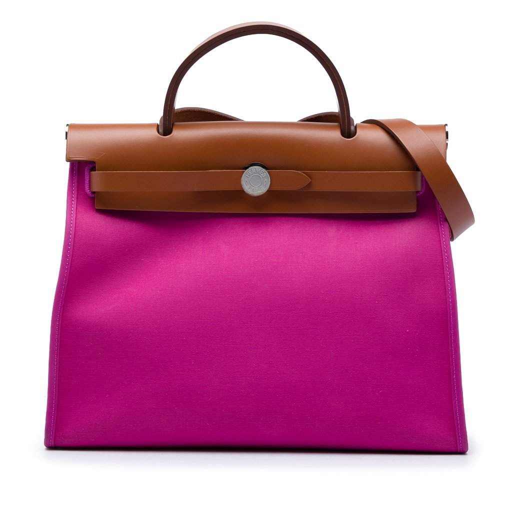 Hermès Toile Herbag Zip 31 Pink Very good condition - Front View