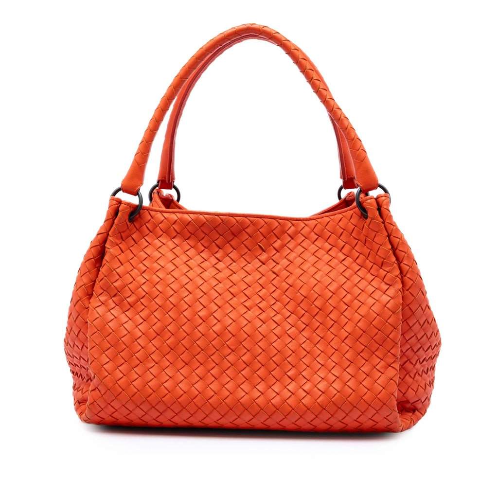 Bottega Veneta Nappa Intrecciato Parachute Tote Orange Leather Very good condition - Front View