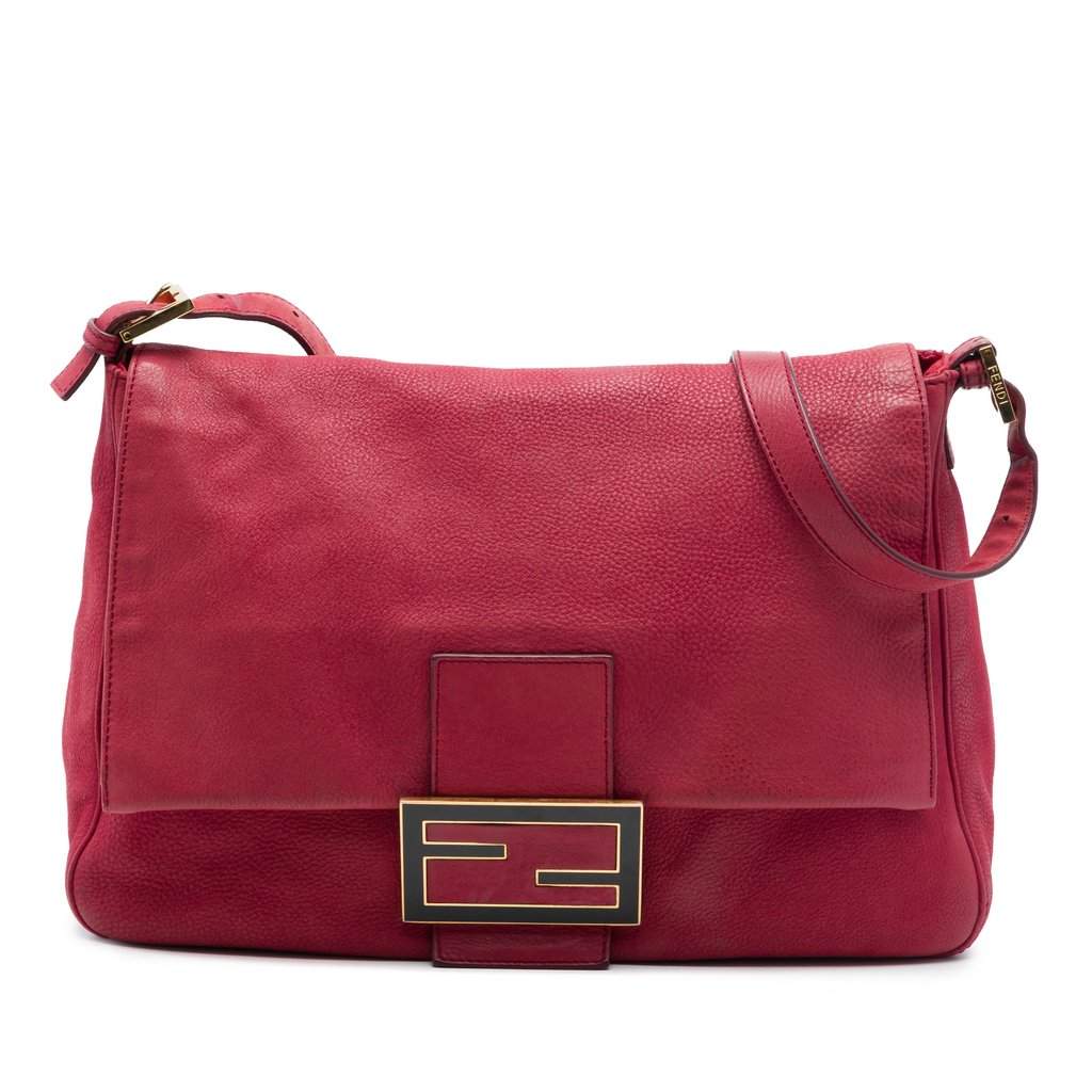 Fendi Shimmer Leather Mamma Forever Shoulder Bag Red Leather Very good - Front View