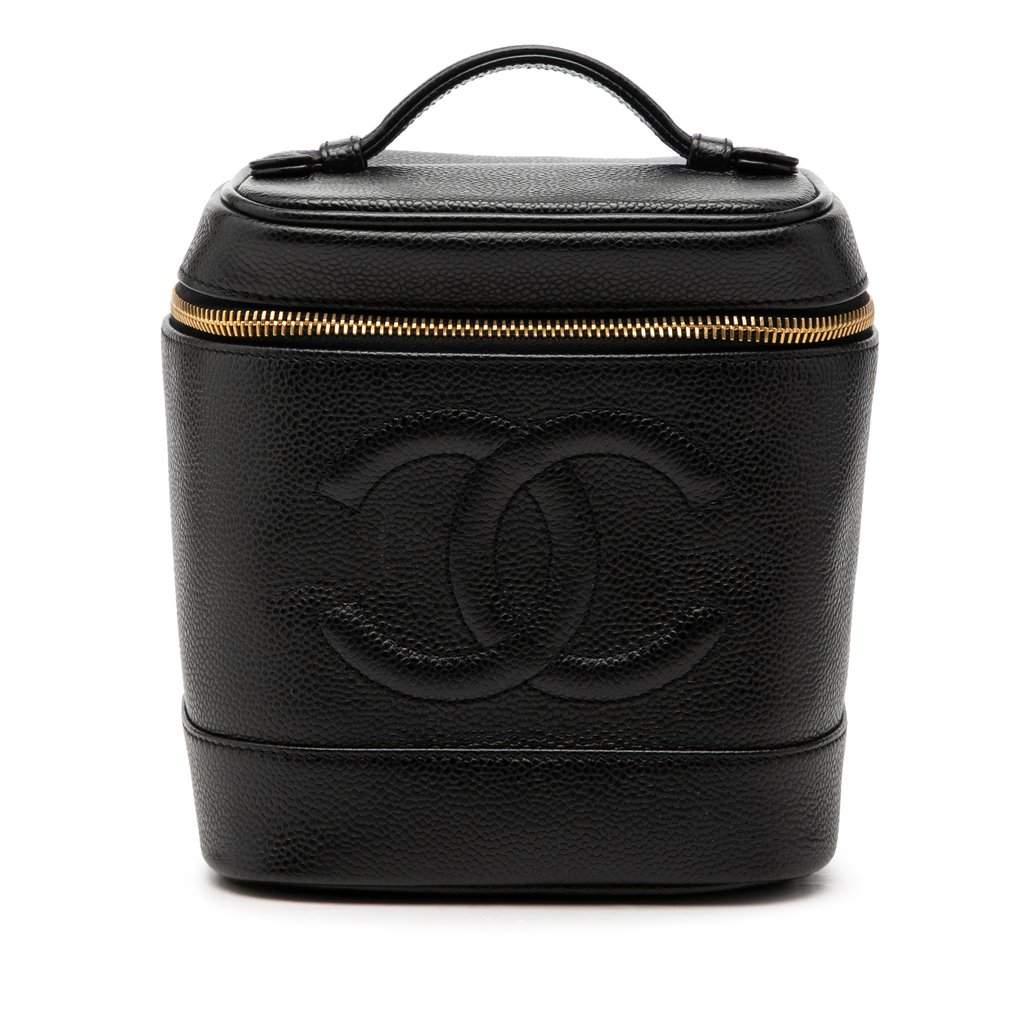 Chanel CC Caviar Vanity Bag Black Leather Very good condition - Front View