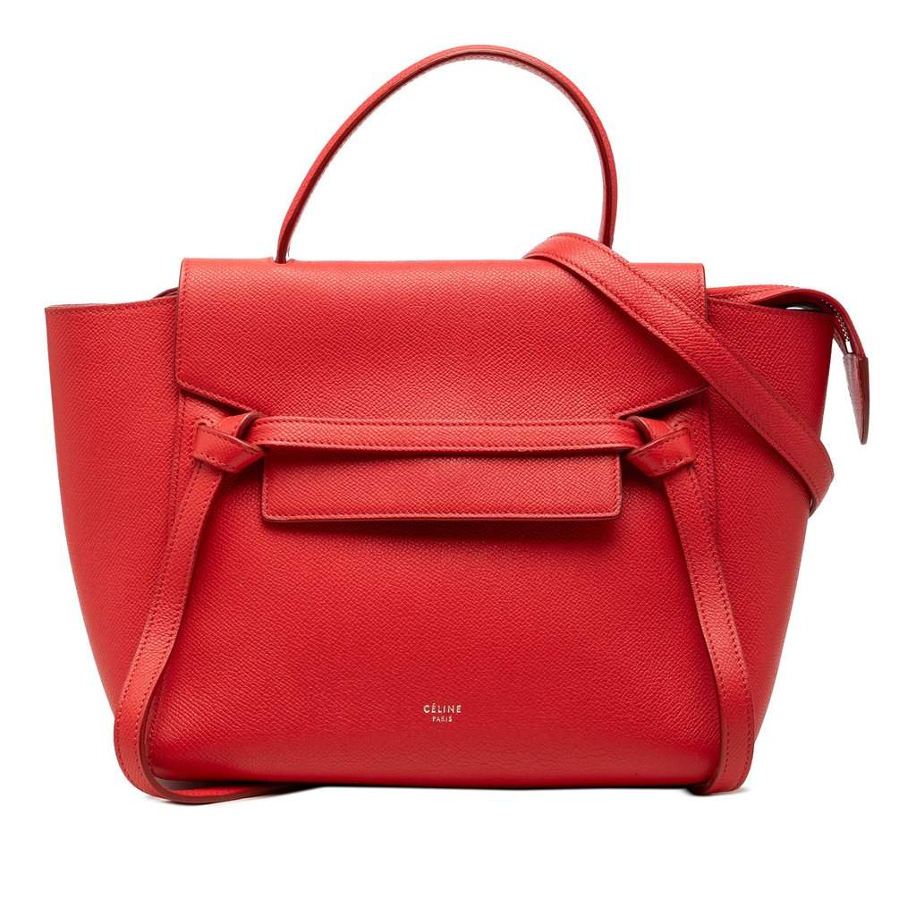 Celine Micro Grained Calfskin Belt Bag Red Leather Very good condition - Front View