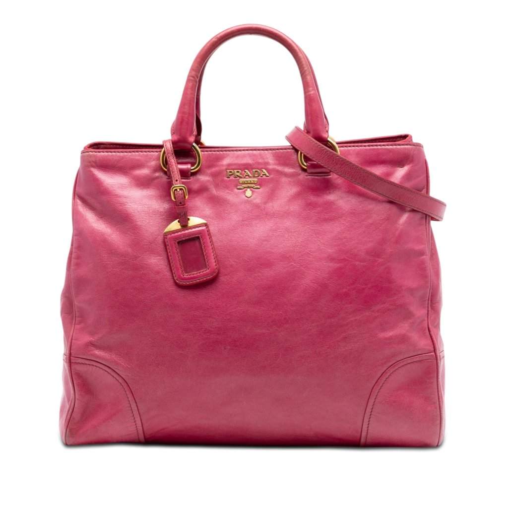 Prada Vitello Shine Satchel Pink Leather Very good condition - Front View
