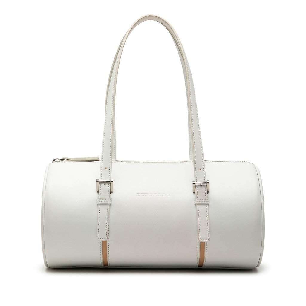 Burberry Leather Barrel Shoulder Bag White Leather Very good - Front View