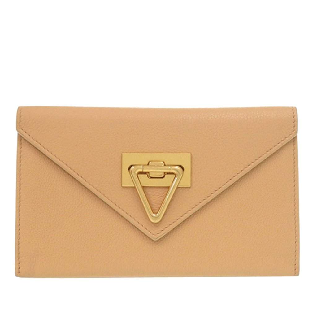 Bottega Veneta Grained Leather Flap Wallet Beige Leather Very good condition - Front View