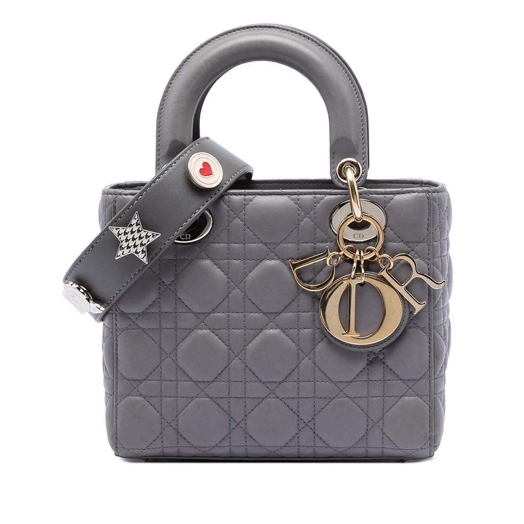 Dior Small Lambskin Cannage My ABCDior Lady Dior Grey Leather Very good - Front View